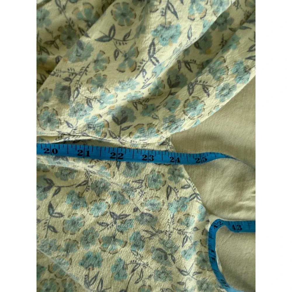 Free People James Smock Off Shoulder Floral Crop Top Blue Cottagecore Size S